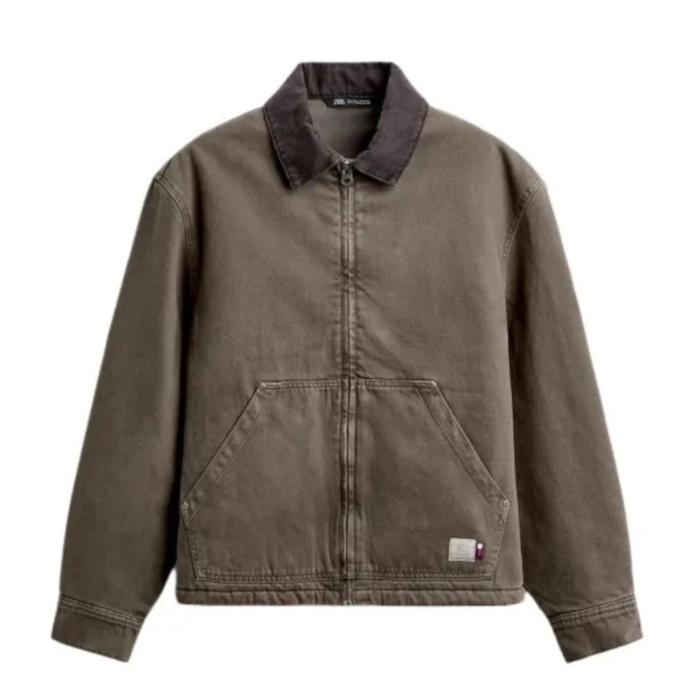 NWOT-Zara~ Men’s Contrasting Collar Jacket, Size Medium.